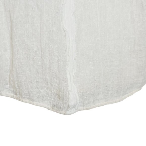 Sandro Paris Linen Cotton Blend White Top Blouse V-Neck Tie Sheer 4 Cottagecore - Picture 5 of 10